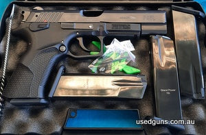 Grand Power P45L in factory case with four 10 round magazines in as new condition, as this pistol has been on a collectors licence from new.