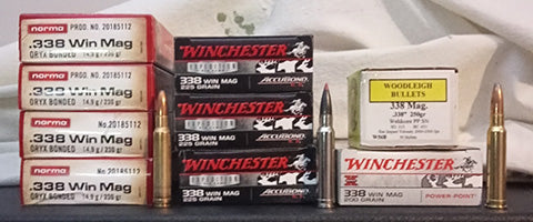 New 60 rounds of Norma 230 grain and 20 rounds once fired brass 60 rounds of Winchester Expedition big game 225 grain accubond CT 20 rounds of Winchester superX