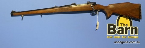Heym SR20L Mannlicher 243W, left hand. Bore is excellent, stock has a nice wood grain, has open sights, and 2 piece bases. Comes with sling studs. Very good con