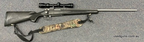 Very good condition Remington 700 Stainless in 308W. Classic calibre in an all weather setup. Has a Tasco 2-7x33 mounted. Comes with an Allen sling. $65 freight