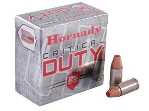 HORNADY
H90216
CRITICAL DUTY
9MM, 124GR AMMUNITION
WITH FLEX LOCK

$59.90 /PER 25
$495 /PER 250