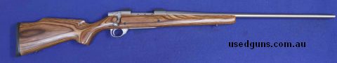 Laminated stock, SS barrel, hinged floor plate internal magazine,'weaver style bases