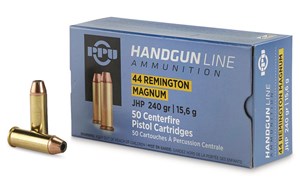 PPU
HH44B
HANDGUN LINE 
44 MAGNUM, 240GR, JHP
AMMUNITION

SPECIAL 
$64.90 /PER 50
$569 /PER 500