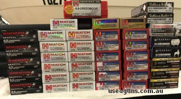 6.5 Creedmoor ammunition all brand new. 13 boxes Hornady Match 140 grain ELD, 12 boxes American Whitetail 129 grain interlock, 5 boxes Winchester Match 140 grai