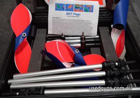 BRT 4 Flag kit in a heavy duty case with Black tails. Only used a couple of times so is as new condition. This is a Complete Kit - 4 x Vanes, 4 x Propellors wit