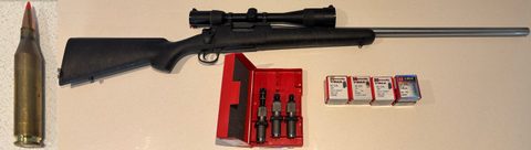 I wanted a rifle capable of shooting Hornady's high BC 53gr V-MAX at over 4000fps so I necked down a Lapua 243Win case to 224 with a Redding full length die, se