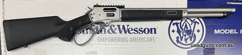 Brand new model. Just landed. Smith & Wesson 1854 Lever Action in 44 Mag. 19.25" Threaded Stainless barrel. Synthetic stock with M-Lok in forend. 9 shot tube ma