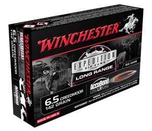 WINCHESTER
S65LR
EXPEDITION LONG RANGE
6.5 CREEDMOOR, 142GR, ACCUBOND
POLYMER TIPPED 
AMMUNITION

SPECIAL
$39.90 /PER 20
$199.50 /PER 100
$399/ PER 200
