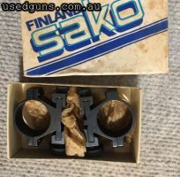 Original Sako Finland rifle mounts Medium 26mm in box as new. Quality blued steel windage adjustable mounts for the early Sako models L461 / L579 / L61R / AV ta