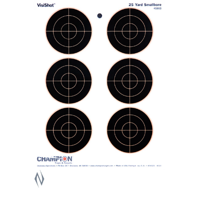CHAMPION TARGET VISISHOT 6-3" BULLS EYE 10 PACK 8.5"X11"