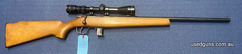 Good condition Bentley 500 in 22LR. Has a Tasco Silver Antler 3-9x40 scope mounted. Great budget trainer or farm plinker.