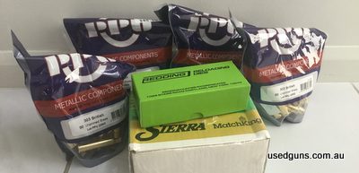 Sealed box of 500 .311 174 grain HPBT Sierra Matchkings 200 new PPU 303 British brass New Redding 303 British body die.