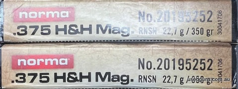 50 x Norma 375 H&H African PH ammo in 350gr RNSN. 5 x 10 packs. $710 retail value. In store pickup only.