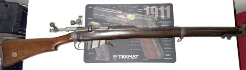 Gun comes with 1 x 5 shot magazine & peep sight on gun. Produced 1917 Gun shoots well has a bit of rust on the exterior of gun, Has been sitting in the safe for