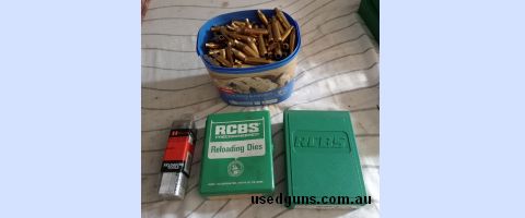 RCBS 2 die set with a nick sizing die and a body die and 220 cleaned 243 brass.  postage $200 posted
