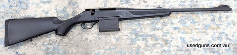German made Haenel Jaeger 10 Pro chambered in .308 Win with 10 round magazine open sights and set trigger that is very crisp. The rifle uses Rem 700 LA rail or 