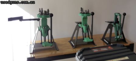 Steel reloading bench with: ‚Äö√Ñ¬¢ 2x Redding T-7 7-station reloading presses ‚Äö√Ñ¬¢ 1x RCBS Rock Chucker single stage O-frame press ‚Äö√Ñ¬¢ Each press is mou