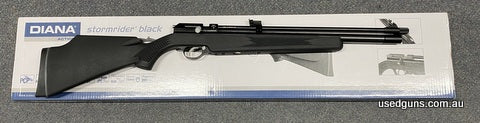 Brand new in box and ready for immediate delivery. Diana Storm Rider in 22 Air. PCP Bolt repeater. 11mm rail. Rear sight. Manual safety.  $65 freight to your de