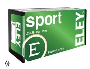 ELEY
ELS
SPORT 
22LR, 40GR, 1090 FPS
AMMUNITION 

$18.90 /PER 50
$170.10 /PER 500
$1540 /PER 5000