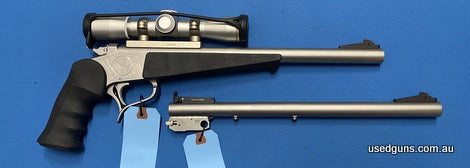 Very good condition Thompson Contender with 2 x calibre change kits. 223 and 30-30. Scope is clear, clarity great.
