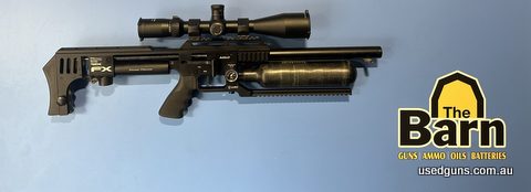 FX Impact Mk2 .22cal package, Comes with n Optisan 6-24x50. Also comes with a Saber Tactical full length underbody accessory rail. Comes cased, comes regulated.