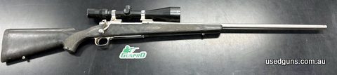 Winchester model 70 chambered in 7mm Rem Mag. Features a Bushnell 4200 Elite 4-16x50. Gun Is in good condition