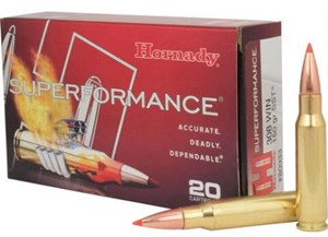 HORNADY
H80933
SUPERFORMANCE
308WIN, 150GR SST
BALLISTIC TIP AMMO

$79.90 /PER 20
$359.55 /PER 100
$649 /PER 200