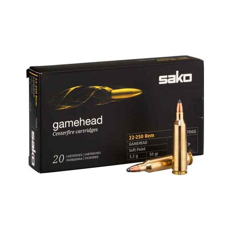 Sako 22-250REM 55gr Gamehead 50pc