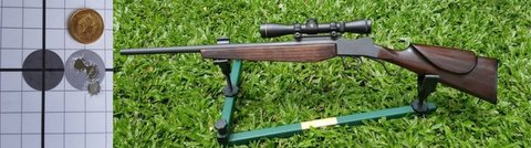 BSA .310 Martini Cadet action modified to .357 Magnum - new barrel, new stock, reblued. Action has had the action screw replaced with an Allen-head bolt, allowi