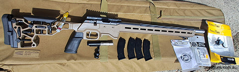 rifle is as new. comes with area 419 bolt handle volquartsen shell extractors,timmey trigger. magpul bipod mount and sling attachment. 22 inch ibi fluted barrel