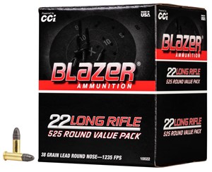 CCI
C10022
BLAZER
22LR, 38GR, LRN
1235FPS
AMMUNITION

SPECIAL
$79.90 /PER 525
$749 /PER 5250