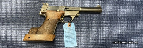 Good condition High Standard Trophy in 22LR. Has a 5.5 inch barrel. Great target pistol. Right hand medium grip. No magazine