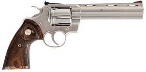 COLT
SP6WTS
PYTHON
357 MAGNUM
6 SHOT
6 INCH BARREL 
STAINLESS STEEL
COLT CHECKERED TIMBER GRIPS
ADJUSTABLE REAR SIGHT
RED RAMP FRONT SIGHT

SPECIAL NEW $2990