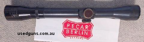 Pecar Berlin 4x35 scope. Brilliant German optics with steel tube to suit any rifle. Service checked has No 8 crosshair reticle. Phone 0429849007. If reply by em