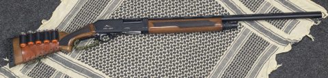 Adler A110 Lever Action Shotgun, 5 round magazine tube, 28 inch barrel, wood furniture, leather 5 shot shell cheek rest. Fitted with Ignition Custom Engineering