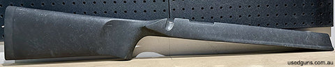 H-S Precision BR stock with built in thumb rest. Aluminium bedding block milled for clearance of trigger, bolt stop and connector. The bolt handle cutout has be
