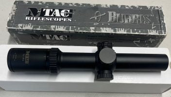 Burris M-TAC 1x-4x24mm would be excellent except for some slight marks around the edge of the illumination/battery cap 30mm tube with illuminated Ballistic CQ r