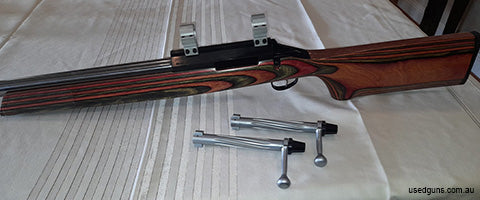 Deceased estate. Quality benchrest action . Has 308 face bolt plus magnum bolt. 2 barrels chambered in 6mm dasher. Left hand, right feed, left eject. Phone or t