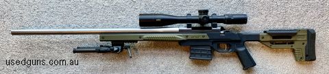 T3 Left hand with 26" Lothar Walther heavy palma profile barrel, fitted and smithed by T-Bone Shipwrighting. Less than 500 rounds on barrel. Groups under .3 moa