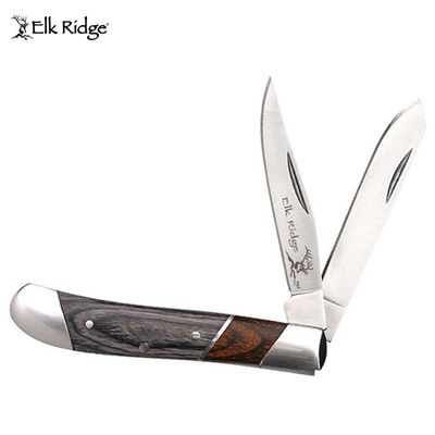 Elk Ridge Twin Blade Gentleman's Black & Natural Wood Knife Write a review