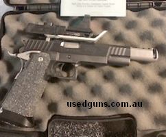 STI in 38 super Peter Musket special mach barrel and slide, solid guide rod, compensator, STI scope mount, C-more red dot, 6 mags one original, 5 aftermarket, A