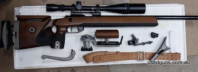Comes with Tasco scope, peep sights & other attachments as per photo, has had very little use. Built for 84 Olympics. $2000 plus shipping costs. Best contact is