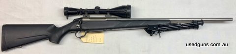 Excellent condition deer rifle! Synthetic, stainless, chambered in the classic 30-06 and topped with a 50mm objective Leupold. This is perfect for stalking, and