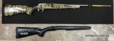 Unfired Browning X-Bolt in 325 WSM. Includes 2 x stocks. Original stock has gone 'sticky' with failed dura-touch finish. Second stock purchased which is a facto