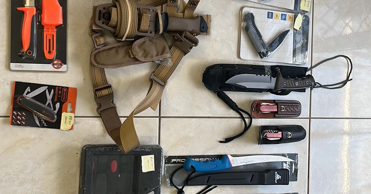 ASSORTED KNIVES- FISHING KNIVES-SURVIVAL KNIVES- GUN BAGS-PENTAX PIF BINOCULARS-BURRIS BINOCULARS
