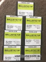 Avoid paying $84- $89 per box for these 30 cal Nosler Ballistic Tip bullets. All boxes are unopened. Add $12 for shipping anywhere in Aust.