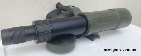 Meopta TGA 75 20-60 x 75 Spotting Scope. Green rubber armoured. Lenses are in great condition. The outside has seen normal wear.
