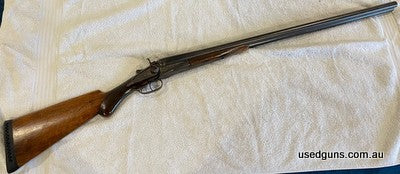 Shotgun is Belgium made and has been in the family for decades. Age is unknown. The top of the shotgun is scribed with "Fine Steel", "National", "ANC. ETABL. PL