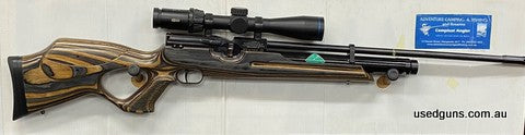 S/H Weihrauch HW100 laminate topped off with a Meopta Optika 6 2.5-14x44. comes with scuba bottle adapter plus fill line. 2X magazines and foot pump. No leaks p