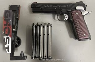 Very good condition Magnum Research 1911G with bull barrel. Comes with all internals upgraded including Cylinder and Slide hammer, sear, disconnector, double al
